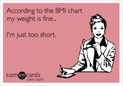 According to the BMI chart
my weight is fine...

I'm just too short.

