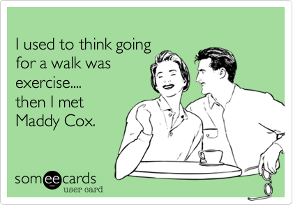
I used to think going
for a walk was
exercise.... 
then I met
Maddy Cox.
