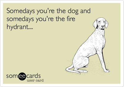 Somedays you're the dog and somedays you're the fire
hydrant....