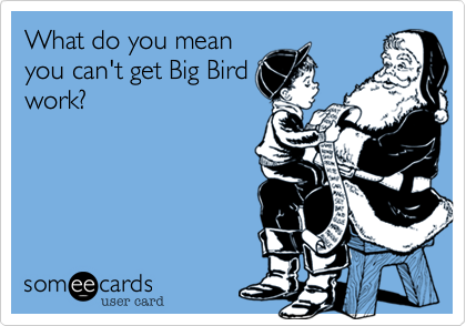 What do you meanyou can't get Big Birdwork?