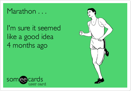 Marathon . . .   

I'm sure it seemed
like a good idea
4 months ago