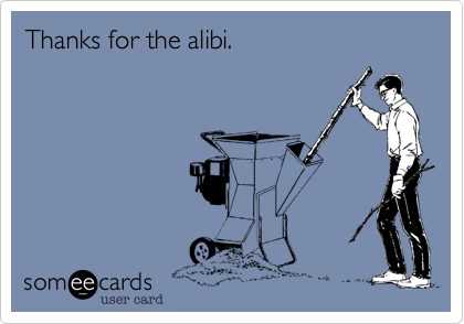 Thanks for the alibi.