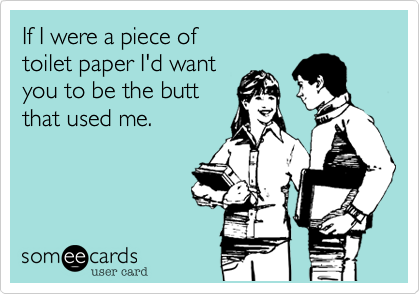 If I were a piece of toilet paper I'd want you to be the butt that used me.