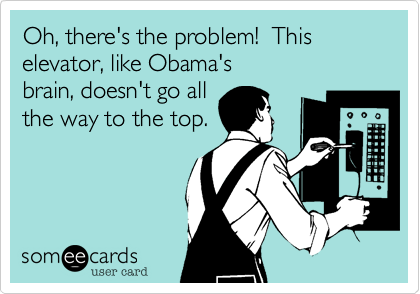 Oh, there's the problem!  This elevator, like Obama's
brain, doesn't go all
the way to the top.