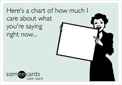 Here's a chart of how much I
care about what
you're saying
right now...
