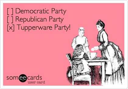 [ ] Democratic Party 
[ ] Republican Party 
[x] Tupperware Party! 