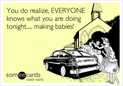 You do realize, EVERYONE
knows what you are doing
tonight..... making babies!