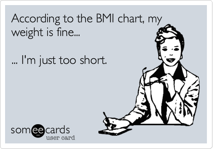 According to the BMI chart, my
weight is fine...

... I'm just too short.