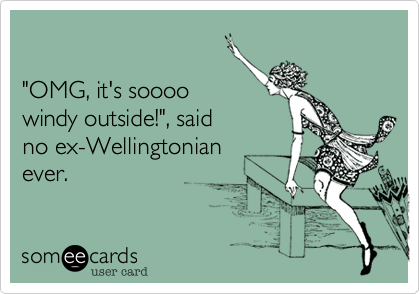 

"OMG, it's soooo
windy outside!", said
no ex-Wellingtonian
ever.