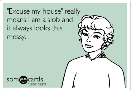 "Excuse my house" really
means I am a slob and
it always looks this
messy. 
