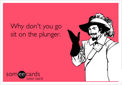 

  Why don't you go
  sit on the plunger.