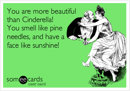 You are more beautiful
than Cinderella!
You smell like pine
needles, and have a
face like sunshine! 