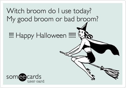 Witch broom do I use today? 
My good broom or bad broom?

 !!!! Happy Halloween !!!!!!