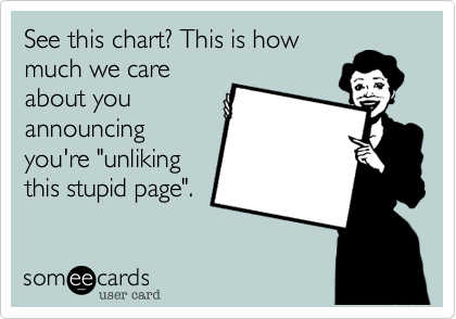See this chart? This is how
much we care
about you
announcing
you're "unliking
this stupid page".