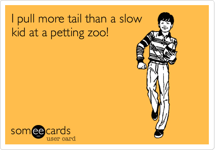 I pull more tail than a slow 
kid at a petting zoo!