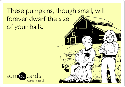 These pumpkins, though small, will forever dwarf the sizeof your balls.