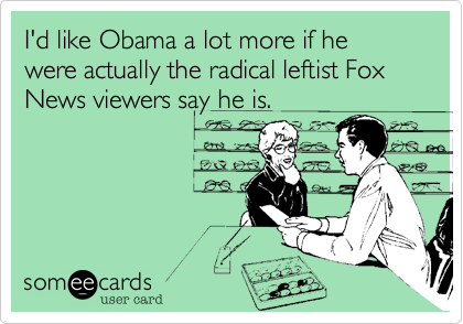 I'd like Obama a lot more if he were actually the radical leftist Fox News viewers say he is.