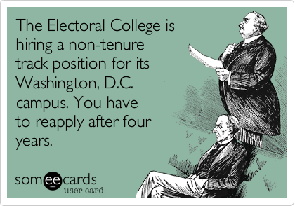 The Electoral College is
hiring a non-tenure 
track position for its
Washington, D.C.
campus. You have 
to reapply after four
years.