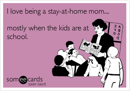 I love being a stay-at-home mom....mostly when the kids are atschool.