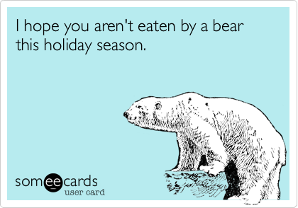 I hope you aren't eaten by a bear this holiday season.