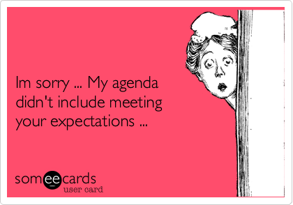 Im sorry ... My agendadidn't include meetingyour expectations ...