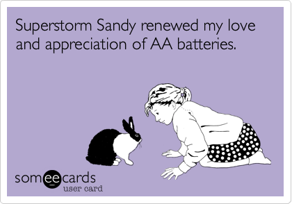 Superstorm Sandy renewed my love and appreciation of AA batteries.