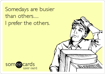 Somedays are busier 
than others.....
I prefer the others.