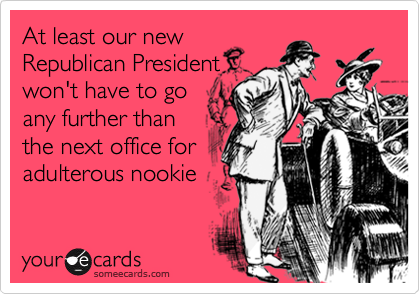 At least our new
Republican President
won't have to go
any further than 
the next office for
adulterous nookie
