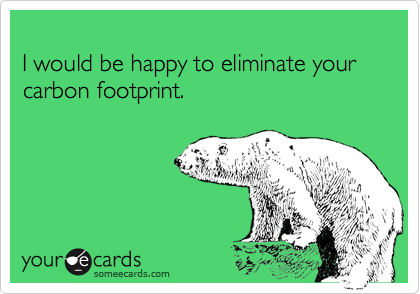 
I would be happy to eliminate your carbon footprint.