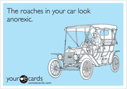 The roaches in your car lookanorexic.