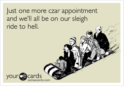 Just one more czar appointment
and we'll all be on our sleigh 
ride to hell.