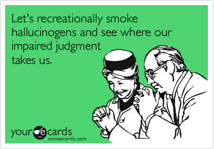 Let's recreationally smoke hallucinogens and see where our impaired judgmenttakes us.