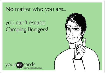 No matter who you are...

you can't escape
Camping Boogers!