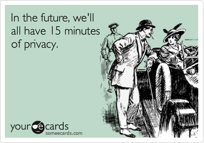 In the future, we'll
all have 15 minutes
of privacy.