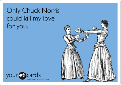 Only Chuck Norris 
could kill my love 
for you.