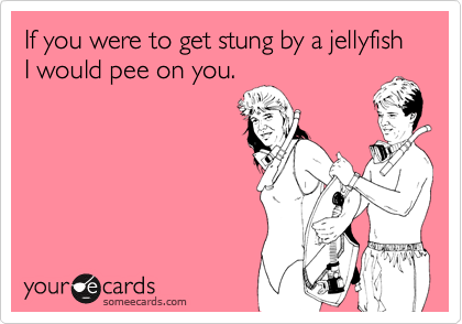 If you were to get stung by a jellyfish I would pee on you.