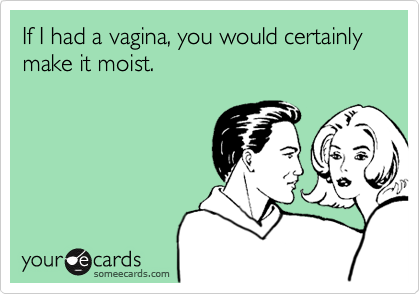 If I had a vagina, you would certainly make it moist.