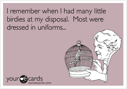 I remember when I had many little birdies at my disposal.  Most were dressed in uniforms...
