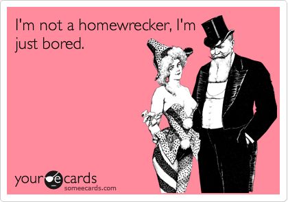 I'm not a homewrecker, I'm
just bored. 