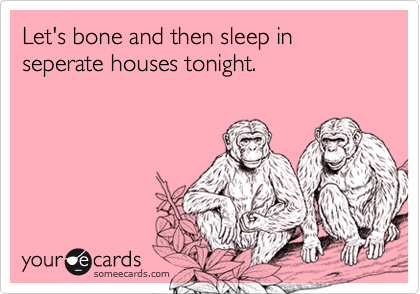 Let's bone and then sleep in seperate houses tonight. 