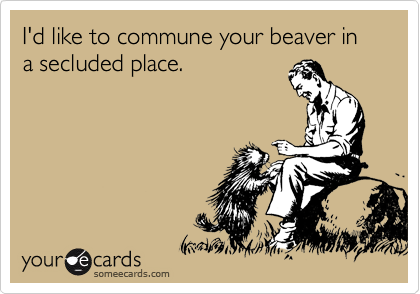 I'd like to commune your beaver in a secluded place.