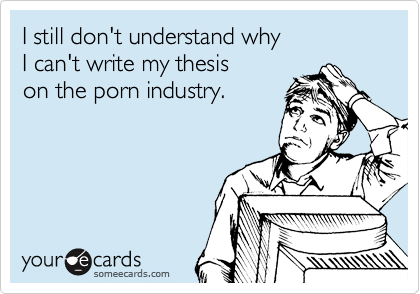 I still don't understand why
I can't write my thesis
on the porn industry.