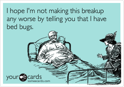 I hope I'm not making this breakup any worse by telling you that I have bed bugs.