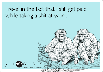 I revel in the fact that i still get paid while taking a shit at work.