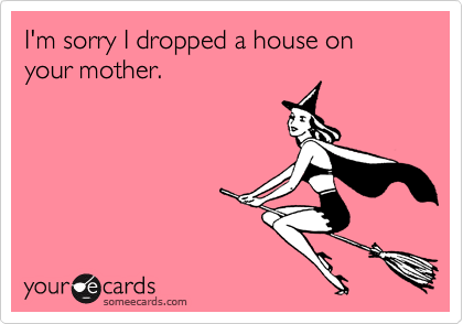I'm sorry I dropped a house on your mother.