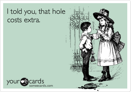 I told you, that hole
costs extra.
