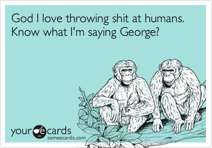 God I love throwing shit at humans. Know what I'm saying George?