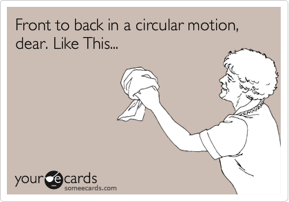 Front to back in a circular motion, dear. Like This...