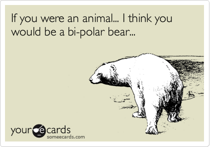 If you were an animal... I think you would be a bi-polar bear...
