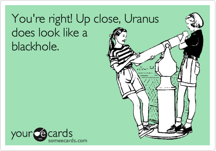 You're right! Up close, Uranus
does look like a
blackhole.